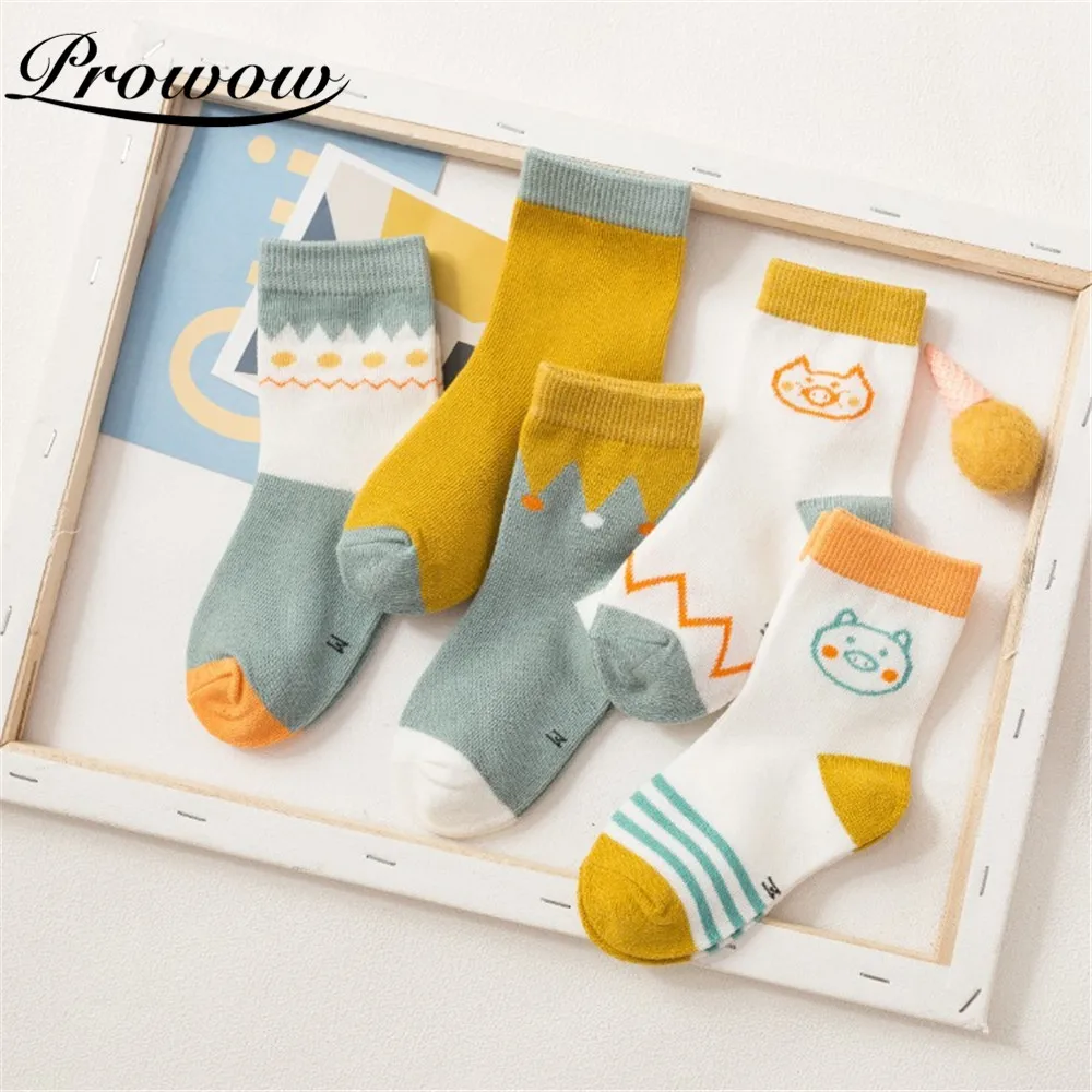 PROWOW New 5Pairs Toddler Baby Socks Summer Cotton Cartoon Thin Socks For Girl Newborn Infant Lovely Anti-Slip Socks For 0-9Y