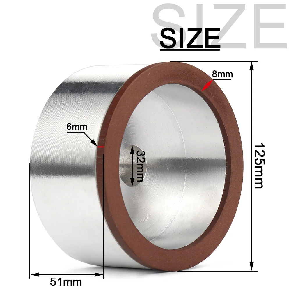 125Mm 5Inch Kim Cương Đá Mài Hình Chén Đánh Bóng Đĩa Mài Cho Thép Vonfram Hợp Kim Dao Gốm Thủy Tinh mài Mòn Dụng Cụ