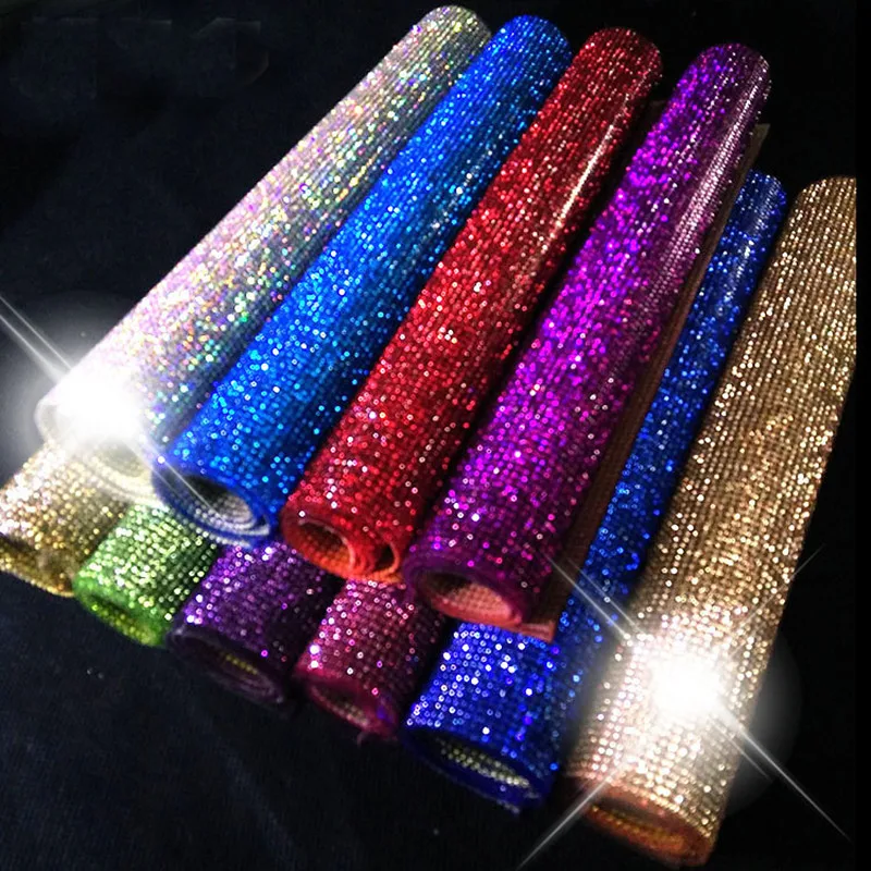 24*40 Adesivo con strass in vetro Foglio Trim Adesivi in cristallo Applique con perline Decorazione auto fai da te Tablet abbellimento autoadesivo