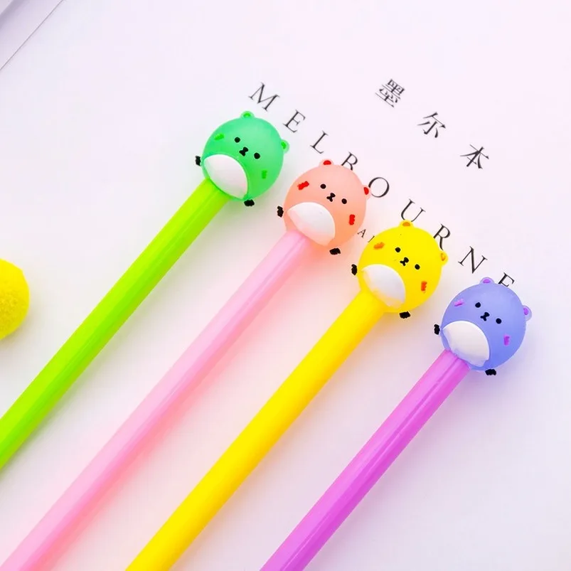 1pc wholesale Cartoon Cute Candy-Colored round Bear Gel Water Pen 0.5mm Black Student Stationery Pen