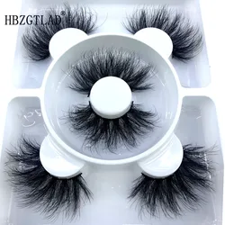 New 3 Pairs 25 mm 8D fake Lashes Bulk Faux with Custom Wispy Natural Mink Eyelash Wholesales makeup Fluffy False Eyelashes