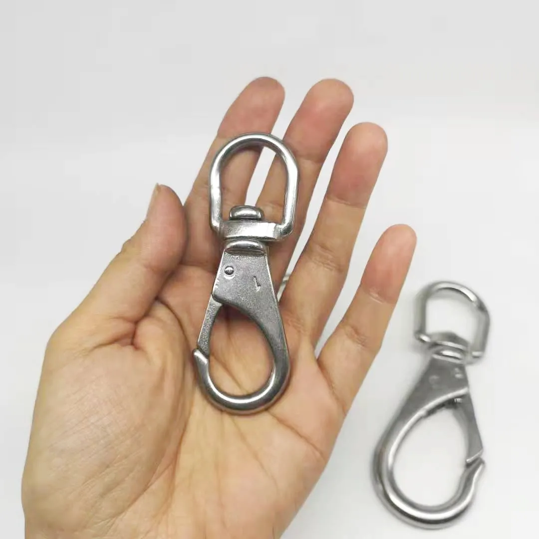 1# Metal Stainless steel 304 Swivel Snap Hook Trigger Clip Silver Keychain Carabiner Bag Hardware