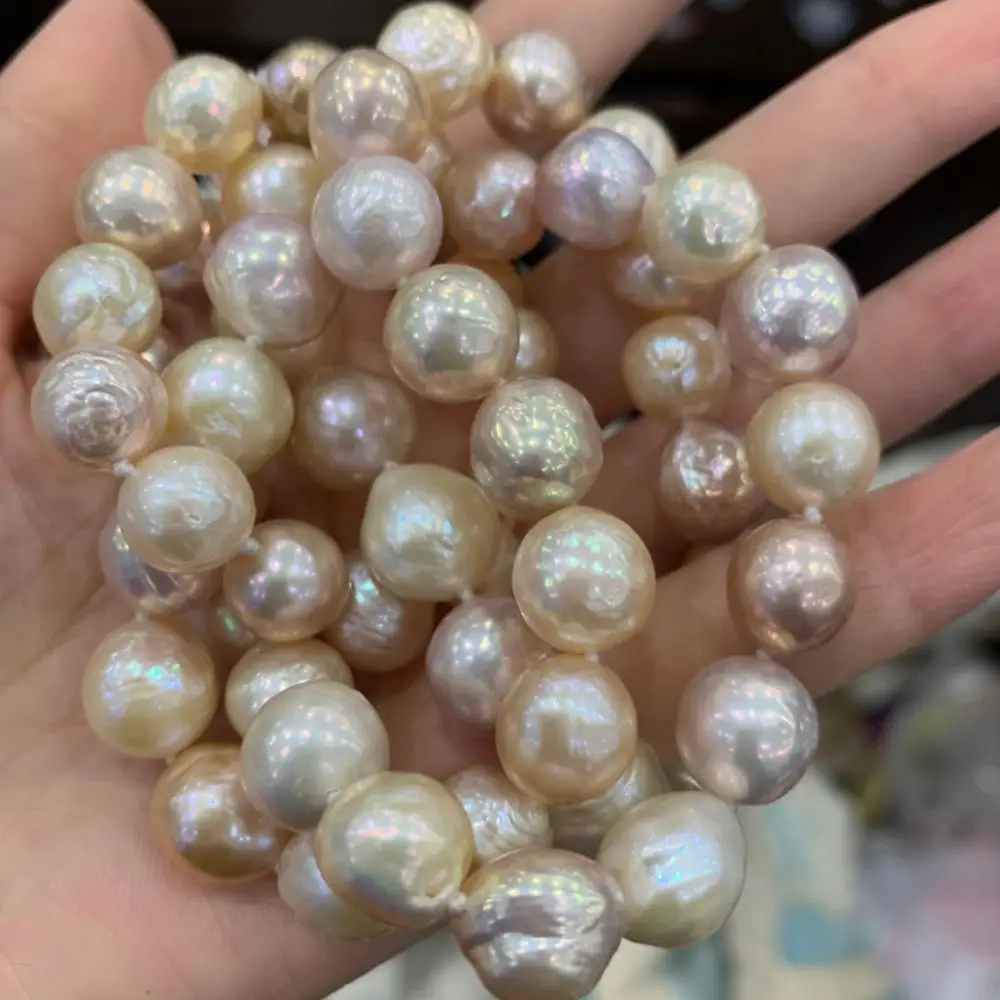 10-12MM long sweater chain necklace natural fresh water pearl necklace multi color fine women jewelry daily100CM  natural color