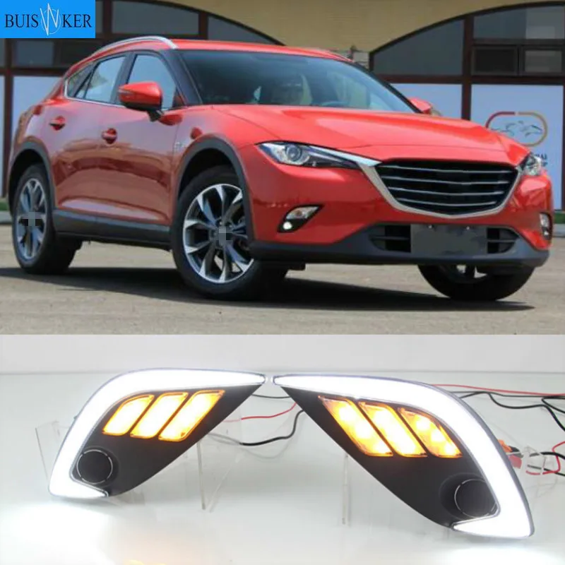 

1 set For Mazda CX-4 CX 4 CX4 2016 2017 LED DRL Daytime Running Light Fog Daylight yellow Signal lamp car-Styling