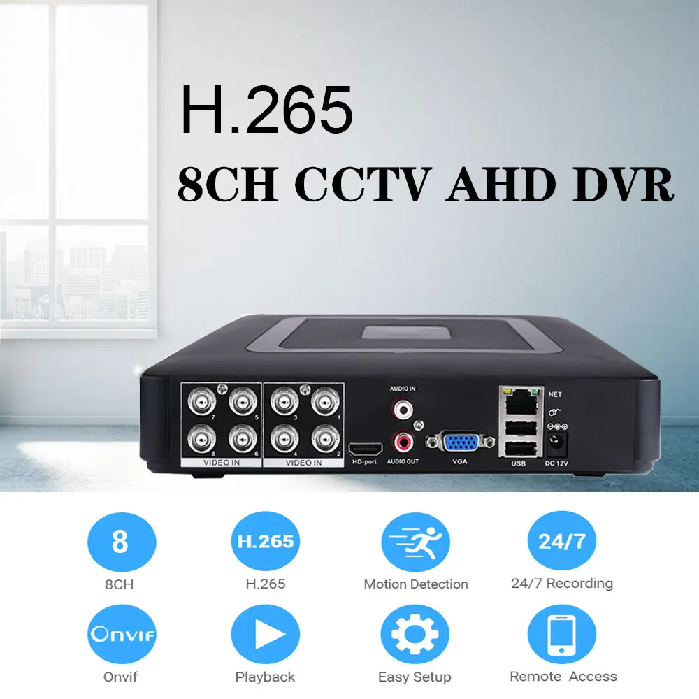 미니 DVR 8 채널 CCTV 레코더, 1080P 2MP AHD CVI TVI 카메라 보안 시스템 지원, P2P 클라우드 비디오 감시 DVR