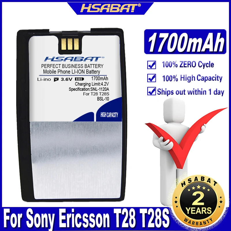 HSABAT BSL10 BSL-10 1700mAh Battery for Sony Ericsson T28 T28S T28SC T29 T39 T520 T320 R520 R320 BUS-11 Batteries