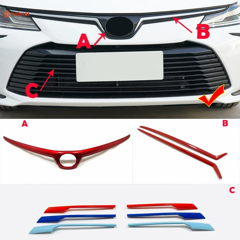 For Toyota Corolla Sedan 2019 2020 2021 ABS Car Front Head Grille Fence Decoration strip Cover Trim Car styling Accessories