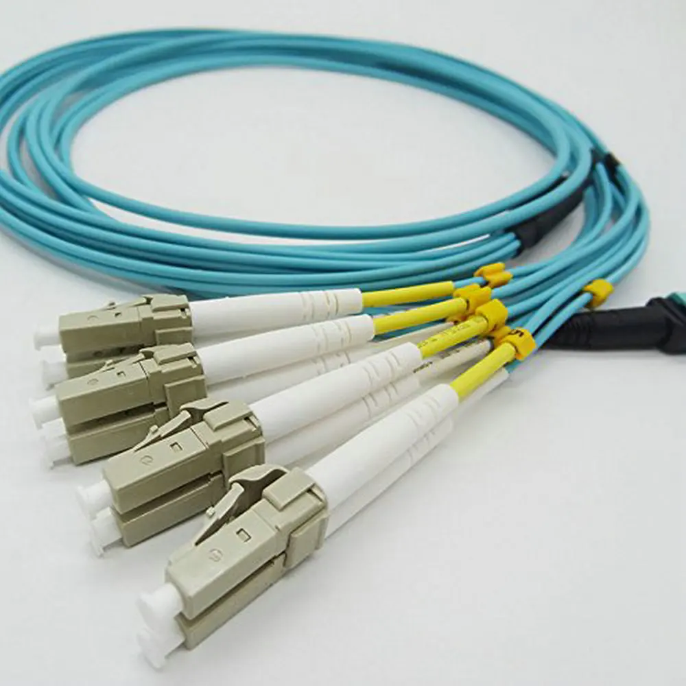 

5 Meters Female MPO/MTP-LC OM4 8 Strands 8 Core LC 10G Multi-mode Fiber Optical Cable for QSFP+SR Module AQUA 50/125um