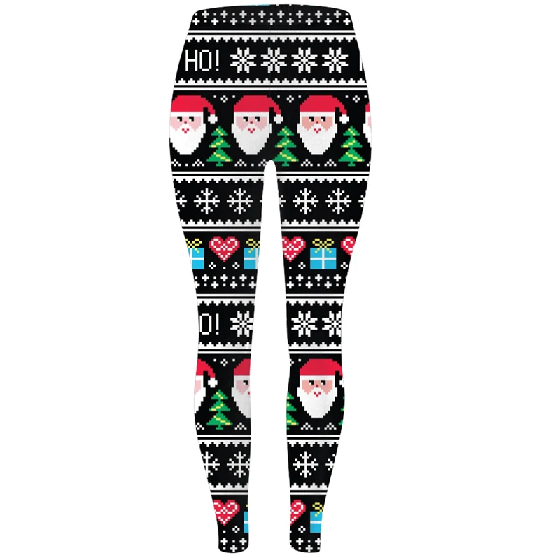 Women 3d Christmas Print Leggings 2022 Cotton Female Flowers Pants Xmas Gifts Festival Plus Size High Waist Skinny Leggings