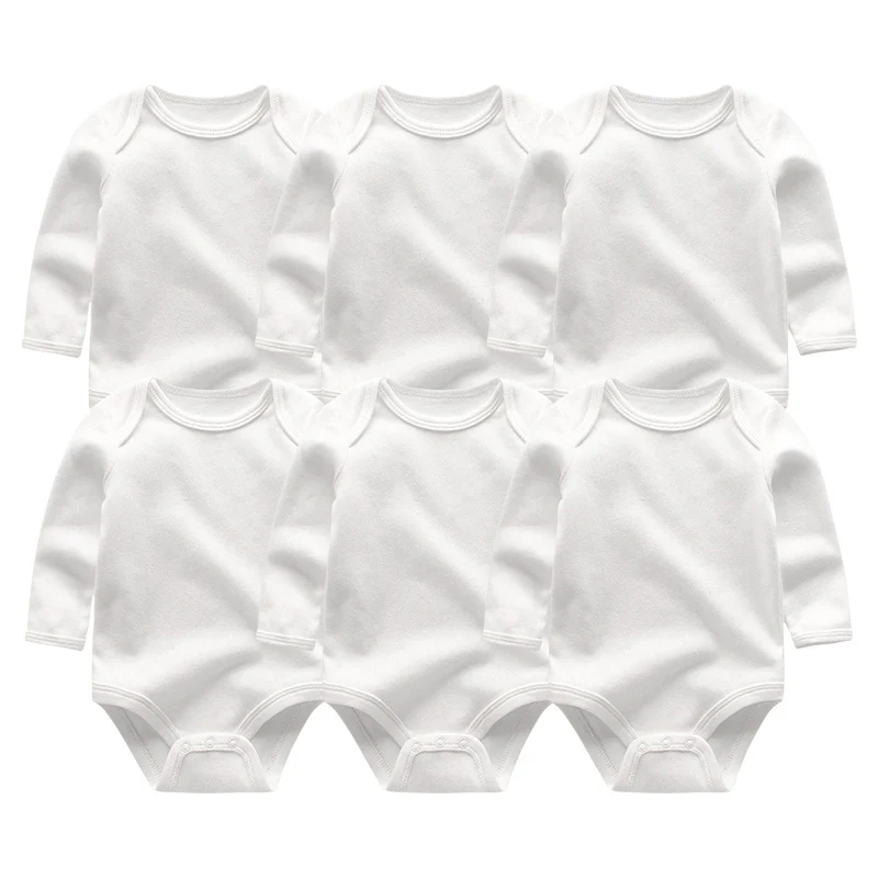 Solid 3/5/6PCS Full Sleeve Unisex Baby Girl Clothes Bodysuit Cotton Newborn Baby Boy Clothes O-Neck Ropa Bebe