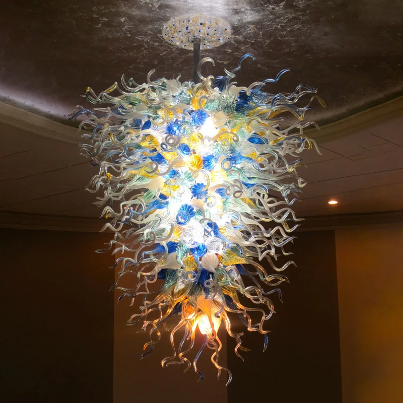 Large Multi Color Chandeliers Art Lighting Hand Blown Glass Chandelier Lamps LED Lights for Hotel Hall Decoration