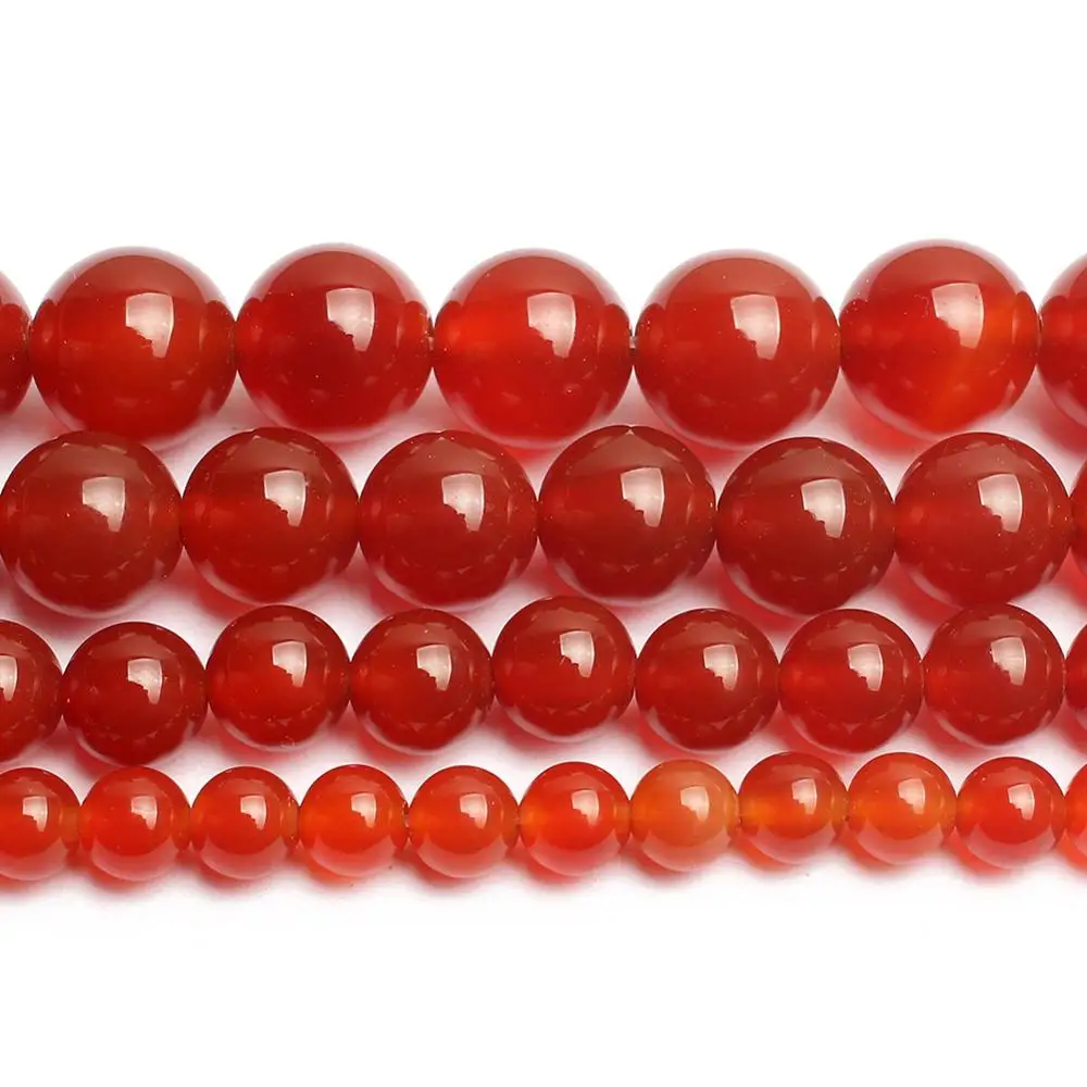 Natural Red Carnelian Agates Round Gem Stone Beads 2/3/4/6/8/10/12MM Pick Size For Jewellery Making 15\