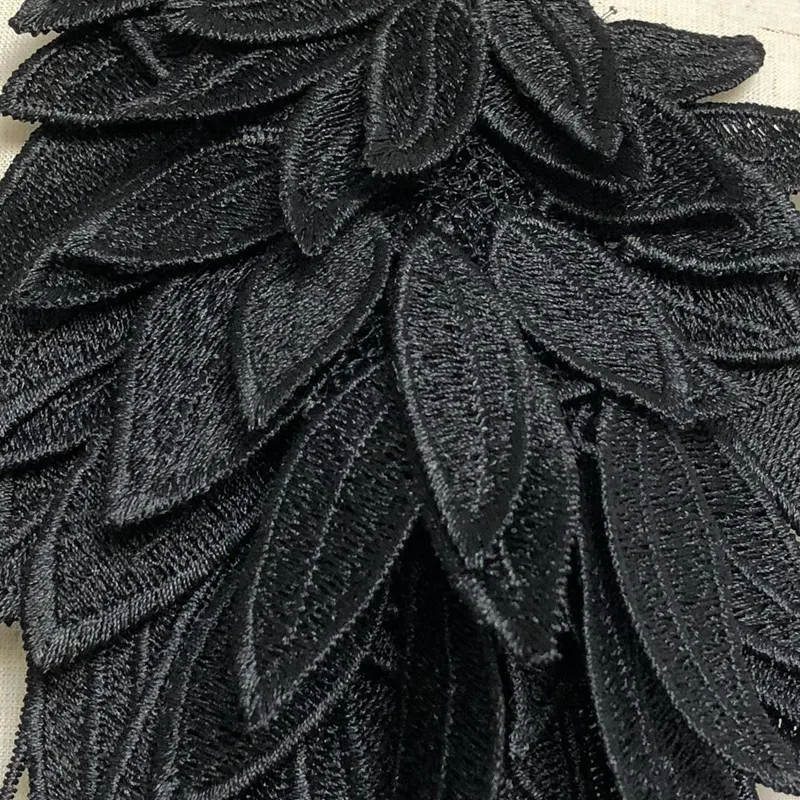 1Pair 40*16CM Large White Black 3d Angel Wing Embroidery Patch Applique Flower Sewing On Dress Clothes Decoration Diy Patches