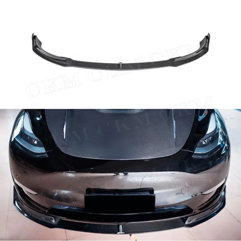 

Carbon Fiber Material Car Front Bumper Lip Protect Guard For Tesla Model Y Auto Decoration Styling