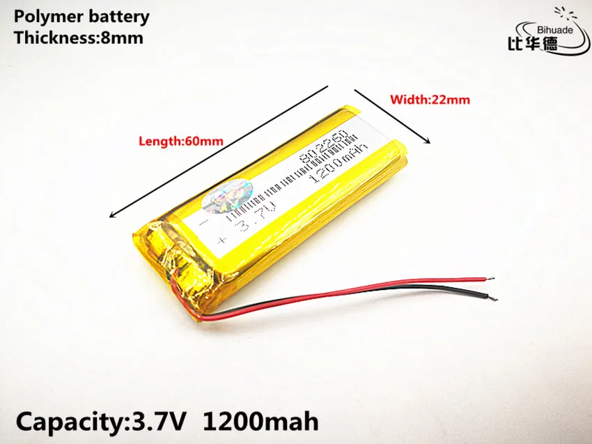 Good Qulity 3.7V,1200mAH,802260 Polymer lithium ion / Li-ion battery for TOY,POWER BANK,GPS,mp3,mp4