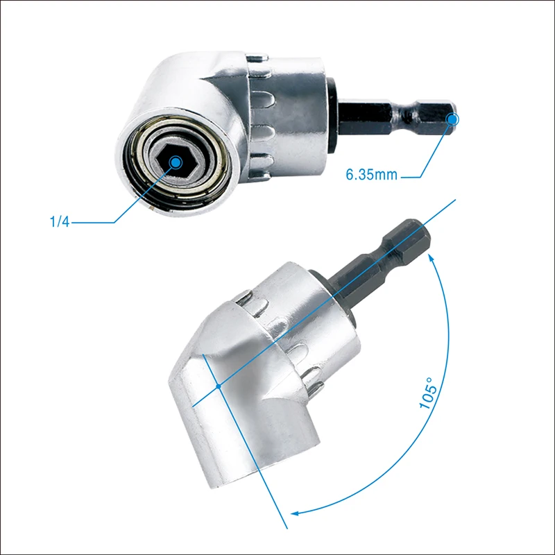 Upgrade Adjustable 105 Degree Right Angle Driver Screwdriver Tools Set 1/4 Hex Shank For Power Drill Screwdriver Bits Tools Part