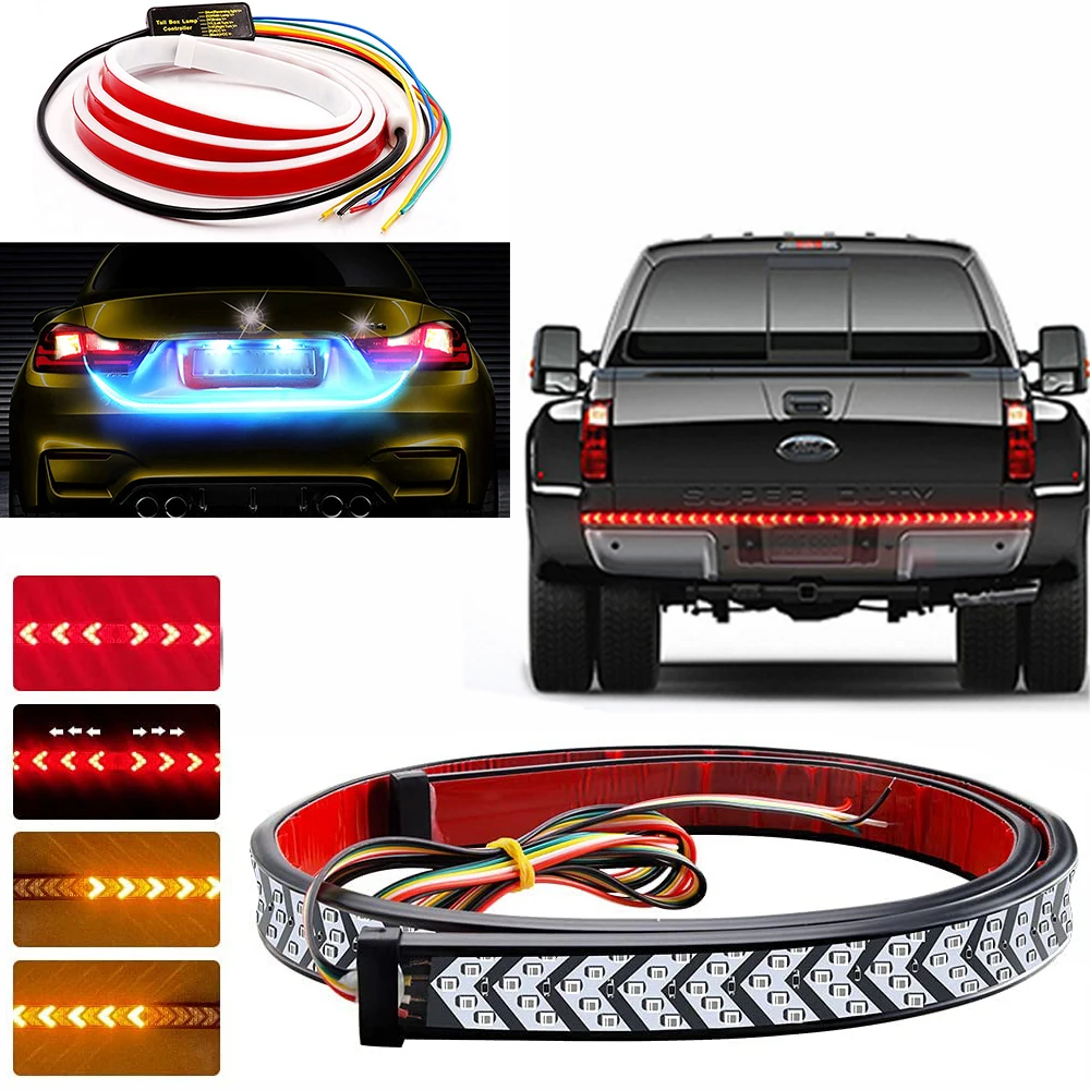 Car Exterior Parts Led Neon Lights Strip Brake Stop Turn Lamp Assembly For Car Pickup Rear Tailgate DRL Reverse led Bar Lamp 12V