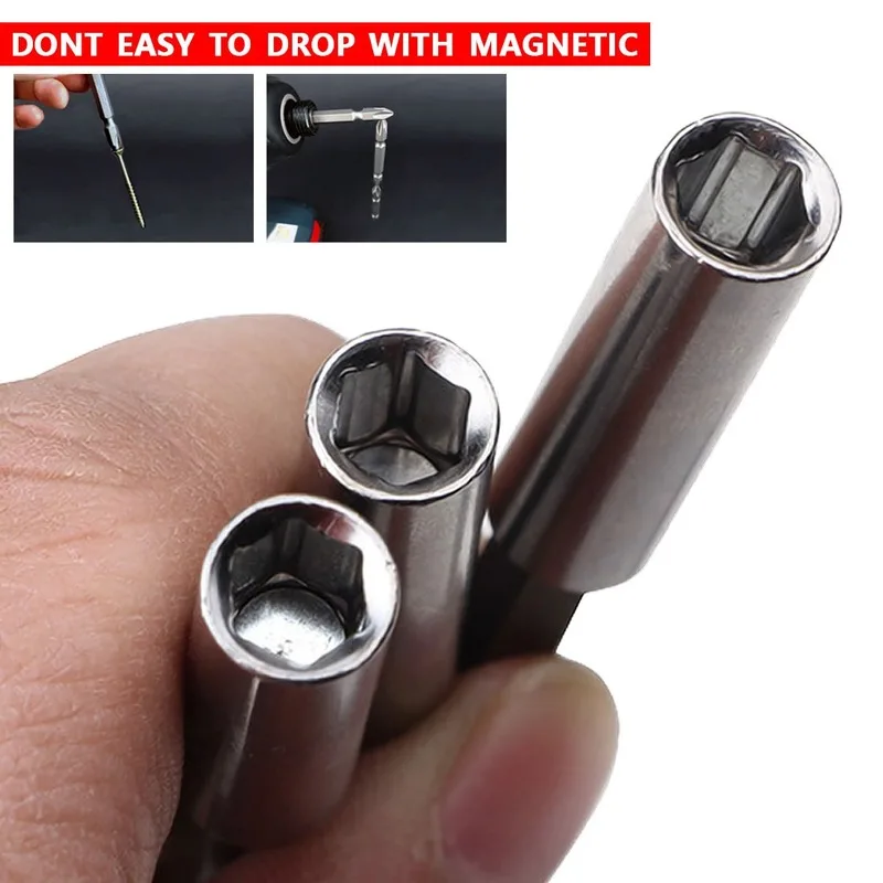 1/4Pcs เครื่องมือ/60/75/100/150มม.แม่เหล็กขยายส่วนขยายเครื่องมือ1/4 "Hex Rod ก้านจับปลายไขควงผู้ถือ