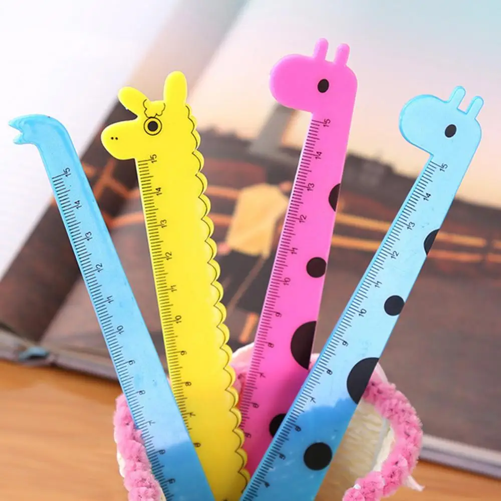 Cute Cartoon Giraffe Animal Plastic Ruler Kids Student School Stationery Gift School Supplies Planner Accessories Student Prize