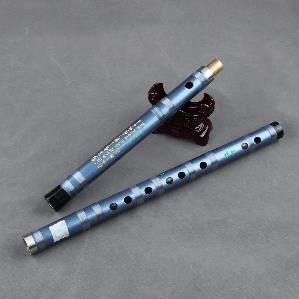 CDEFG-Handmade Bamboo Flute, Blue, Musical Instrument, Professional Dizi with Line, Suitable for Beginners