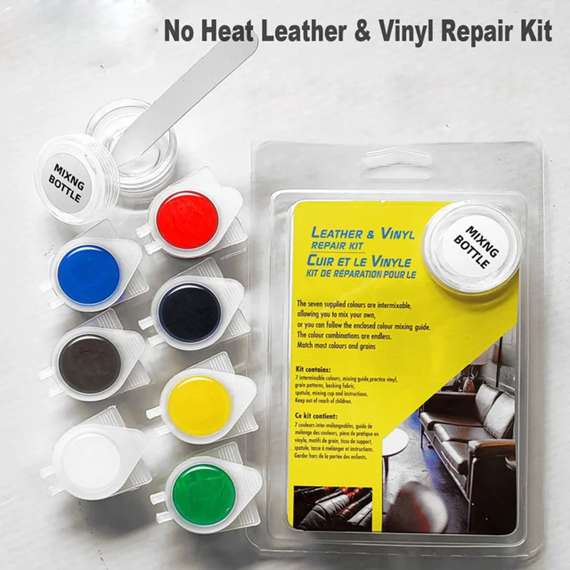 Kit de reparo de vinil de couro para sapatos Assento de carro Sofá Coats Holes Rasgar Rips Sem líquido de calor Ferramenta de reparo