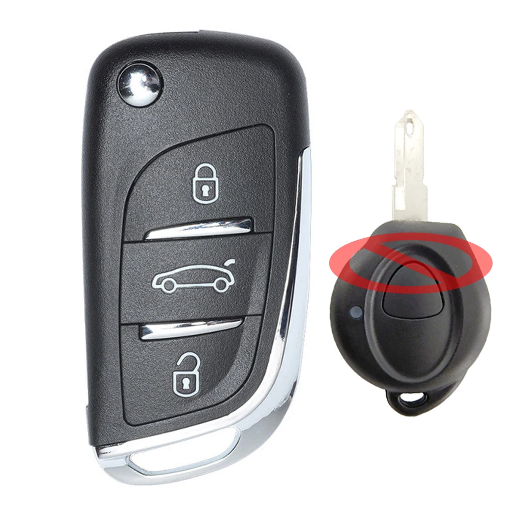 Keyecu Upgraded Flip Remote Car Key Fob 434MHz ID45 Chip for Peugeot 206 306 from 1998 - Uncut Blade