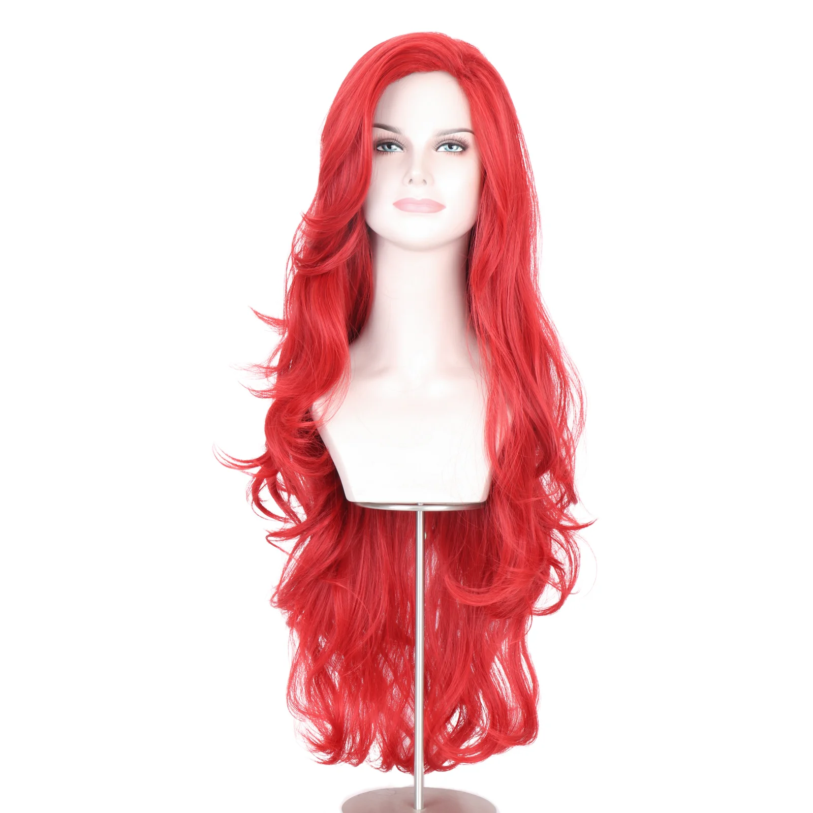 

Long Curly Wavy Red Wigs for Women Side Part Cosplay Replacement Synthetic Hair