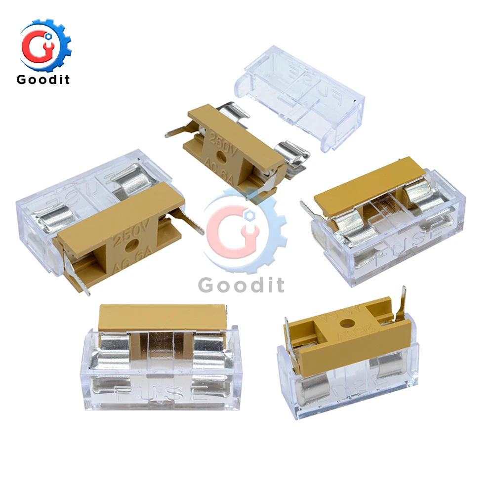 

10PCS Panel Mount PCB Fuse Holder Case w Cover 5x20mm With Transparent Cover 5*20 Fuse Holder