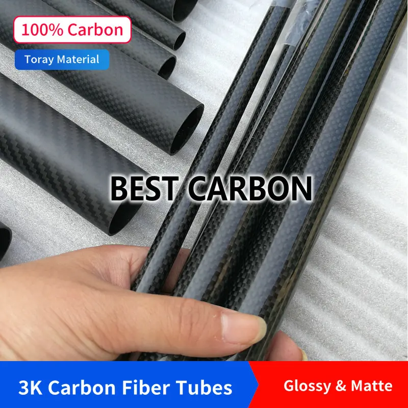 Free shiping30 31 32 34 35 36 38 40 42 44 47 50 55 60mm,500mm length High Quality Plain glossy 3K Carbon Fiber Fabric Wound Tube