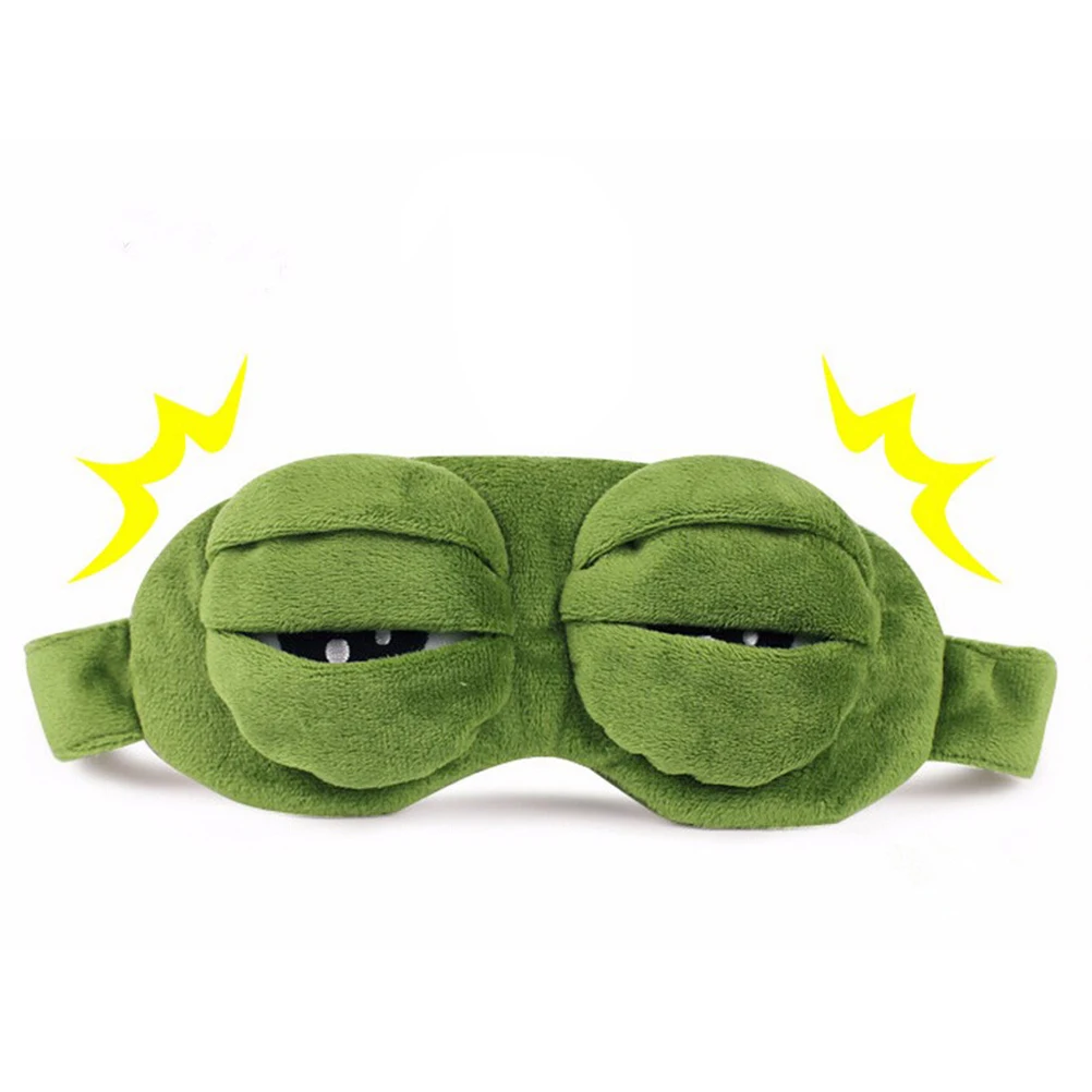 Funny Creative Pepe The Frog 3D Eye Mask Cover Cartoon Soft Plush Sleeping Mask Green Cute Eyeshade Blindfold Gift Women Girls