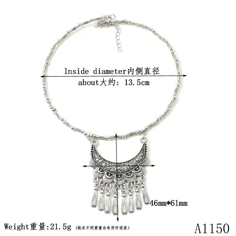 Bohemian Style Ethnic Women\'s Round  Necklace Fashion Metal Tassel Pendant 2020 Gypsy Jewelry Accessories