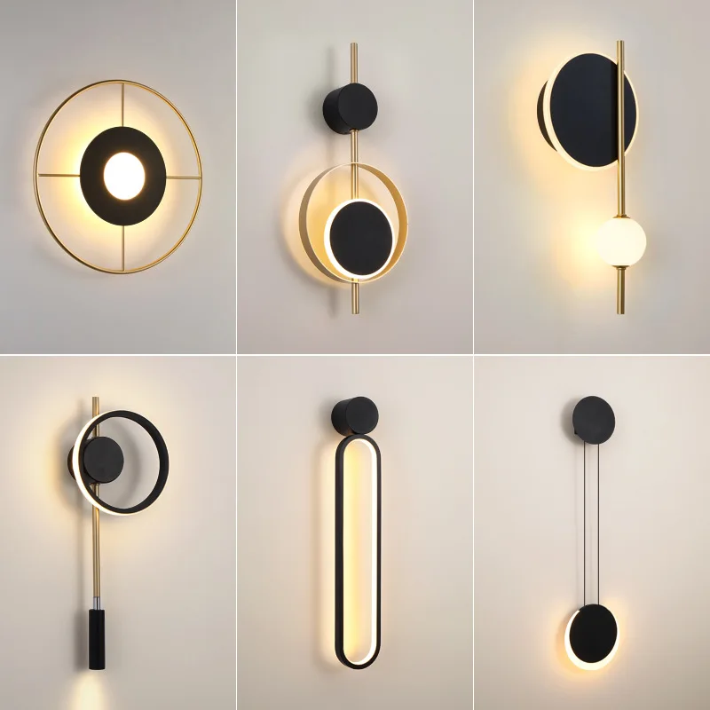 

Novelty LED Wall Lights Home Deco Livingroom Bedside Hotel Room Wall Lamp Painted Gold Black Metal Sconce Dropshipping 110-240V