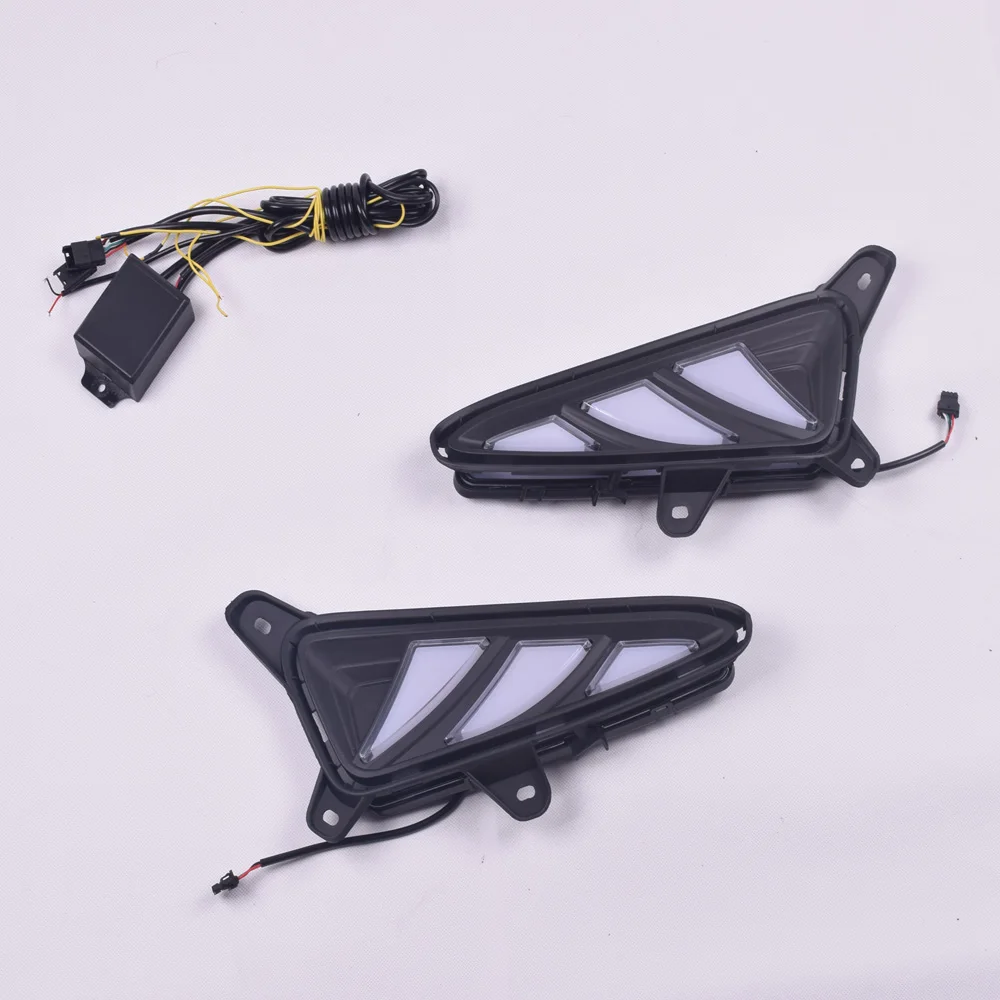 

2 Pieces Turn Signal Yellow Flashing Car LED Daytime Running Lights 12V LED Daylight Fog Lamp DRL for Toyota C-HR CHR 2016~2020