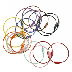 Round 50mm 2Pcs Multicolor Steel Keychain Tag Rope Wire Cable Loop Screw Lock Ring Key Keyring Circle Camp Rope Fitting DIY