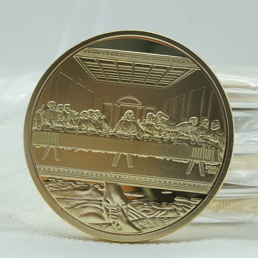 5pcs/lot 1OZ Jesus Christ The Last Supper Calendar Gold Plated Commemorative Coin Art Gift Colletion