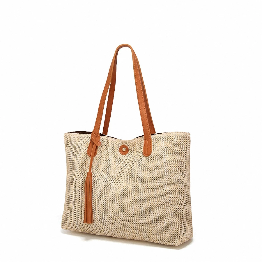 Jonlily Women Grass Weaving Bags Light Weight Beach Bags Teens High Capacity Handbag Totes Elegant Daily Purse -KG185