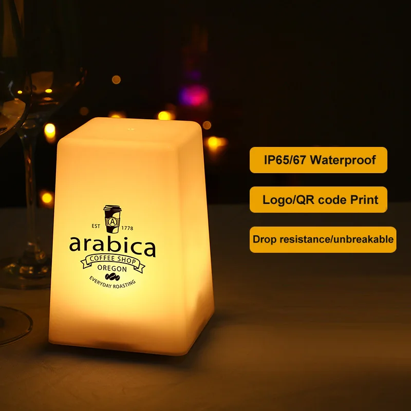 Customized Logo Printing Night Light Restaurant Pub Coffee Bar Event Party Decor Romantic 16-Color LED Rechargebale Table Lamp