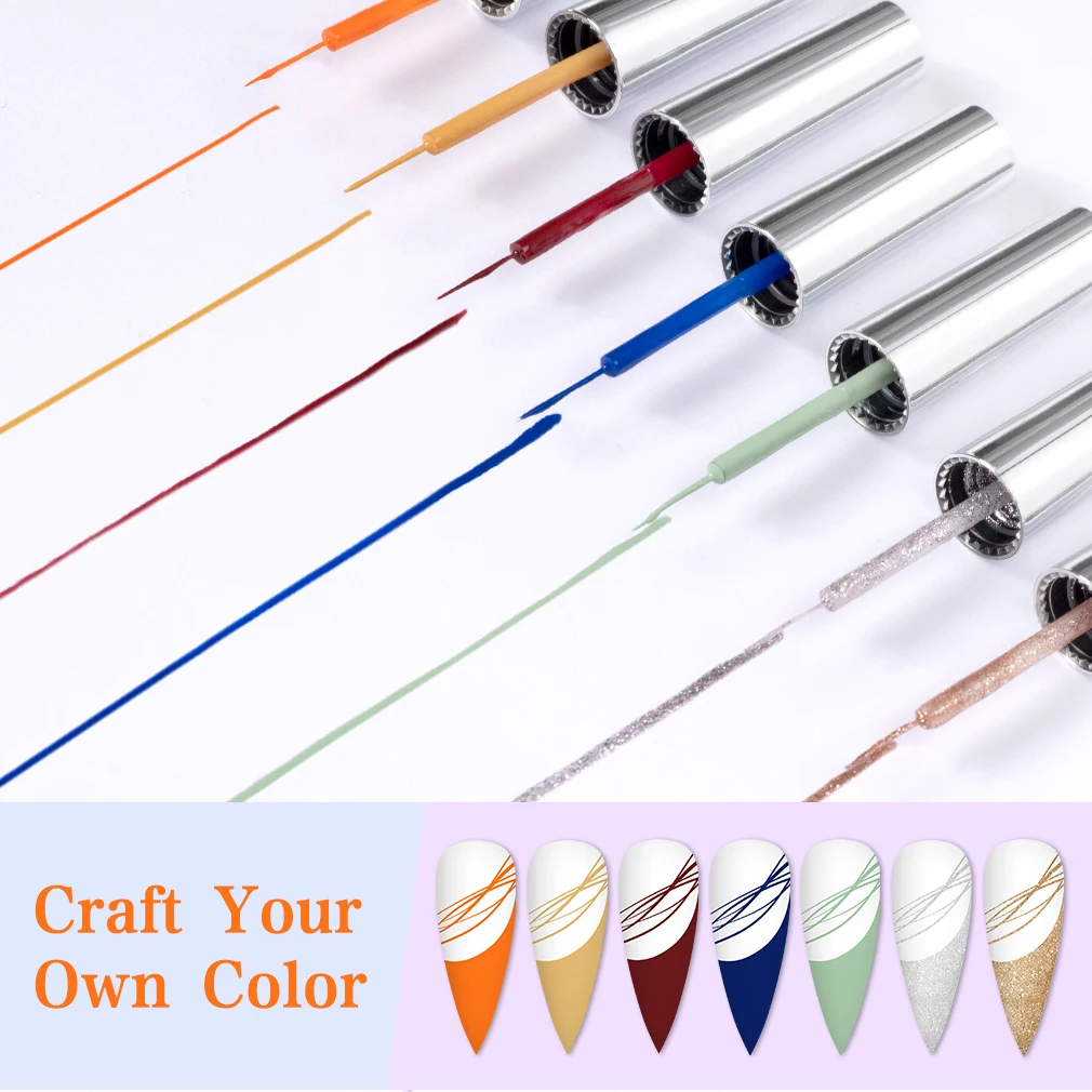 8 ml VENALISA Liner Gel 21 Farben Super Brush Glitter Neon Color Painting Gel Easy Apply French Gel Nail Art Design Drawing Gel – Detail 7
