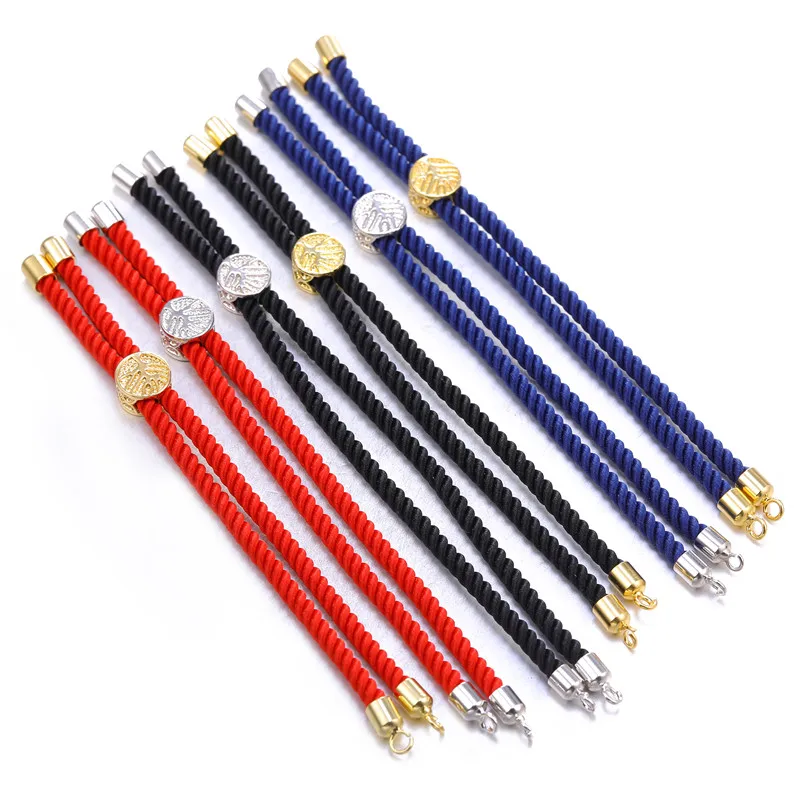 JUYA DIY Handmade Jewelry Findings Accessories Pull Up Adjust String Woven Rope Bracelet Chains Connectors For Bracelet Making