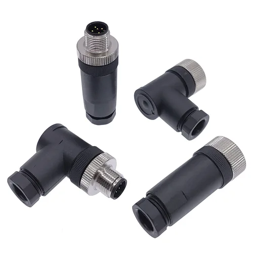 Imagen 2 del producto Conector de sensor M12, 4 pines, 5 pines, M12-8, resistente al agua, macho y hembra, tornillo, acoplamiento roscado, conectores de sensor de código A
