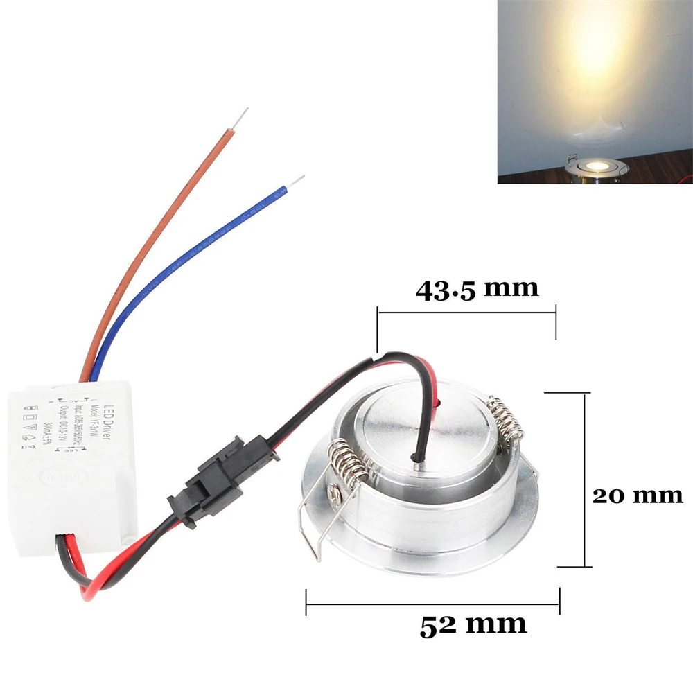 1 sztuk 2.04 cala Mini LED wpuszczana COB lampa sufitowa typu Downlight żarówka 1W 85V-265V lampy dużej mocy oświetlenie wewnętrzne wystrój sklepu