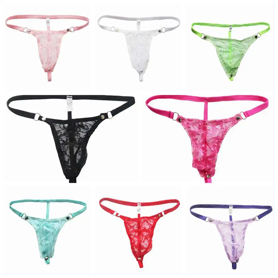 Sexy Men\'s Lingerie Sheer Floral Lace Micro Thong G-string Underwear Gay Male Sissy Transparent T-Back Mini Pouch Briefs