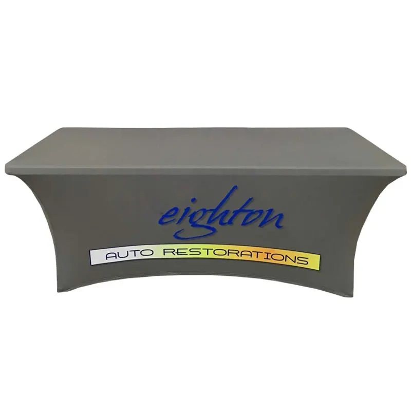 Morning custom Logo table cover cloth 4ft 6ft 8ft advertising spandex tablecloth for trade show outdoor display