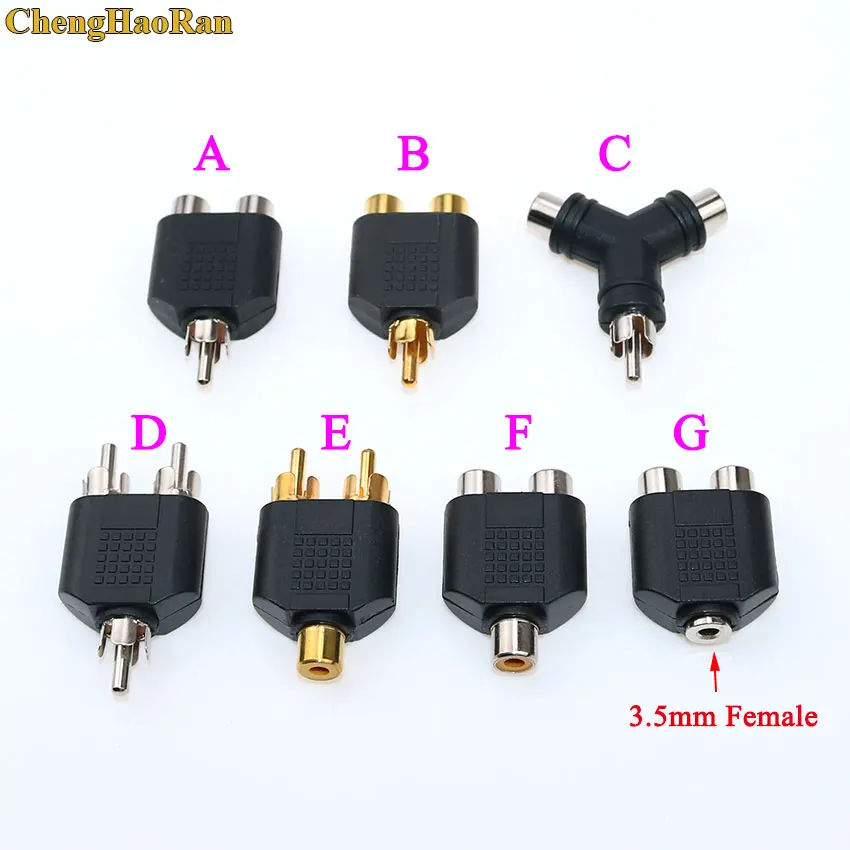 ChengHaoRan 3.5mm to RCA Stereo Female Jack Plug Adapter Headphone Y Audio Adapter RCA Male Female To 2RCA male Audio connector