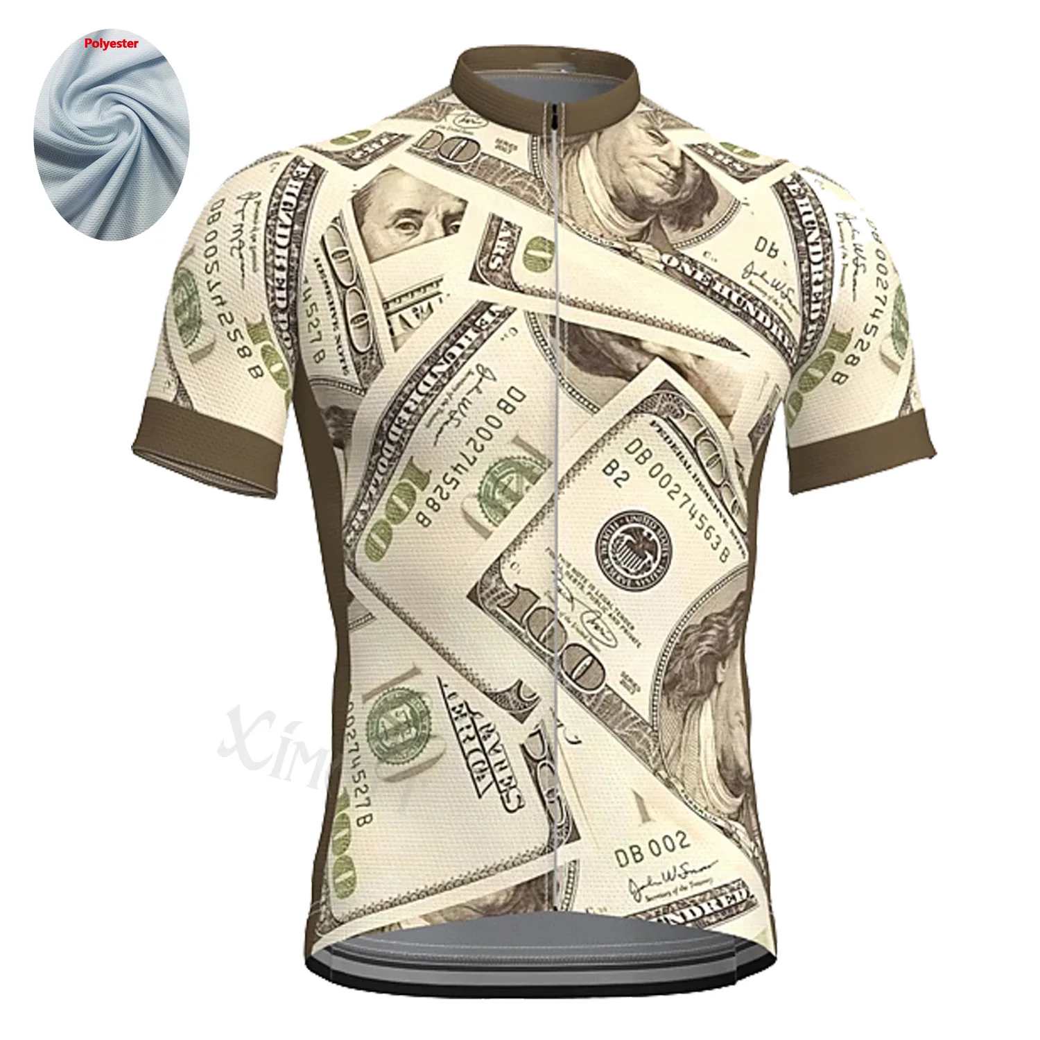 Classic U.S. Dollar Printing Polyester Cycling Jersey Men's Outdoor  Enduro Motocross Road Bike Downhill Breathable Sport Shirt