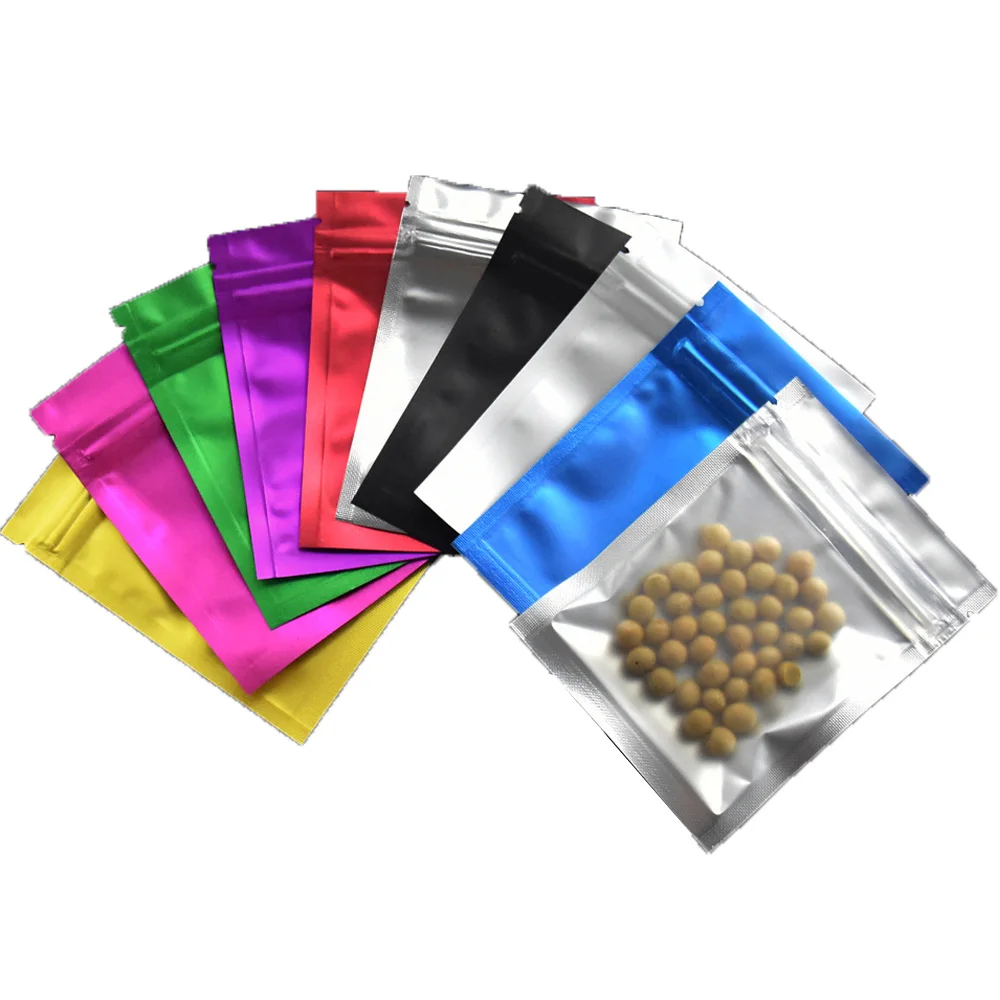 

100Pcs 7.5*10cm Clear Matte Mylar Foil Zip Lock Bag Tear Notch Heat Grip Self Seal Reusable Flat Pouches for Food Snack Bean Tea