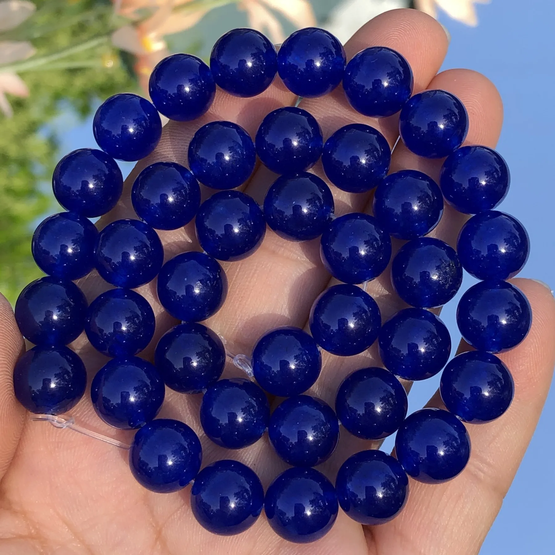 AAA Natural Stone Royal Blue Chalcedon Jades Beads Loose Spacer Beads For Jewelry Making DIY Bransoletka Naszyjnik 4 6 8 10 12 mm