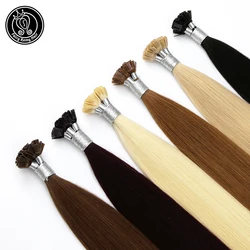 Keratine Platte Tip Real Remy Human Natural Hair Extensions Hot Fusion Pre Bonded Europese Haar Op Capsule 16-24 