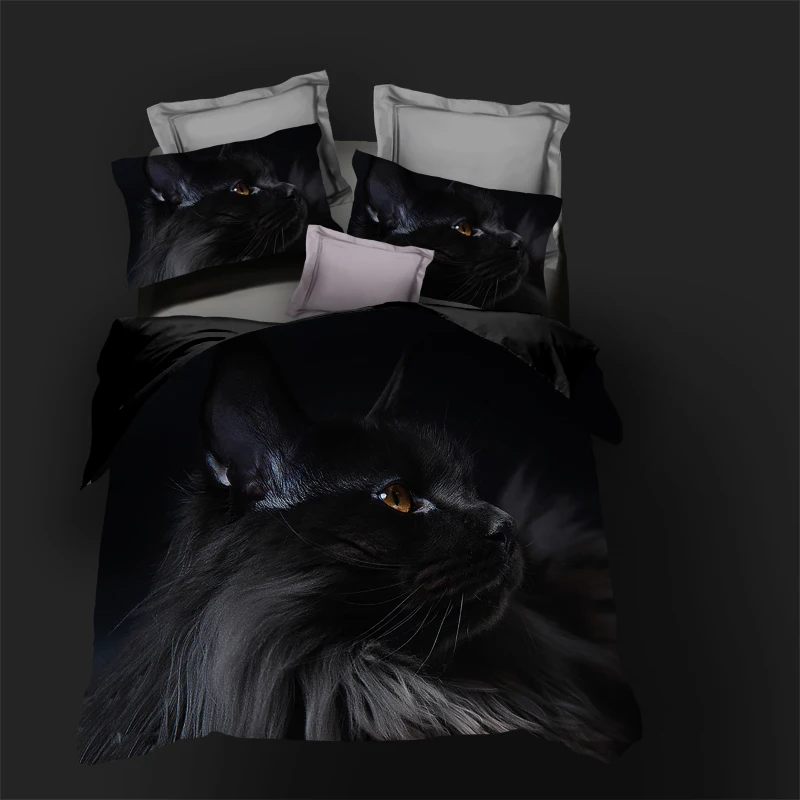 3D Duvet Cover Sets Bedding Set Comforter Covers Pillow Covers King Queen Full Twin Size Cat Custom Black Bedding Sets In Stock