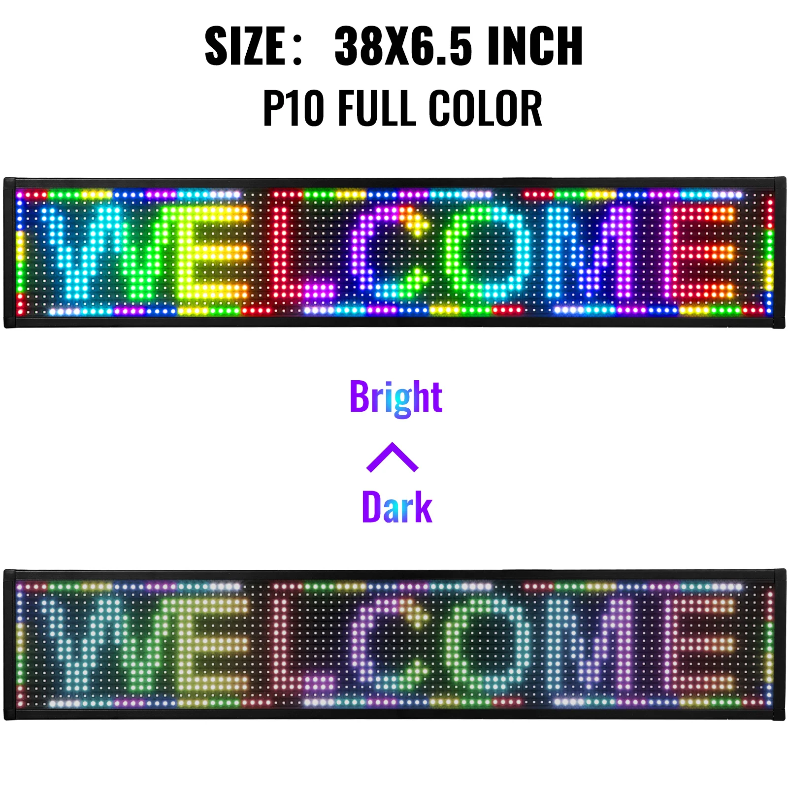 VEVOR P10 Led Scrolling Sign 38x6.5in Full Color Rolling Information Text Store Message Board WiFi Programmable Digital Display